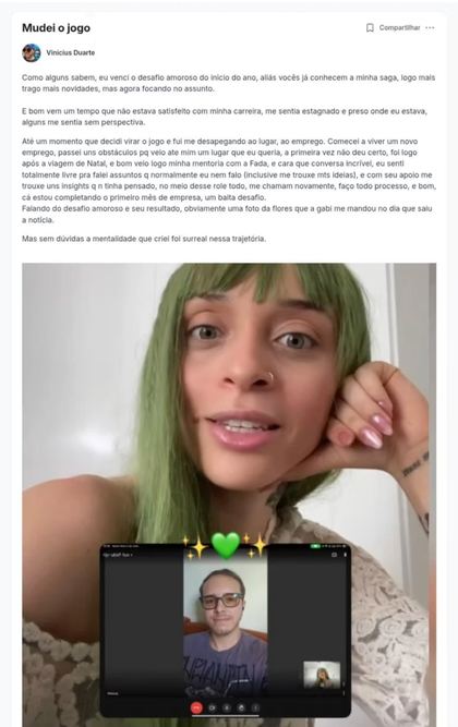 Depoimento da comunidade