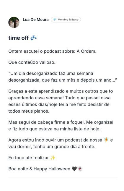 Depoimento da comunidade