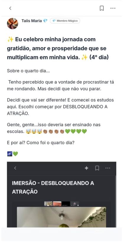 Depoimento da comunidade