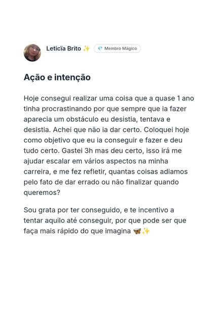 Depoimento da comunidade