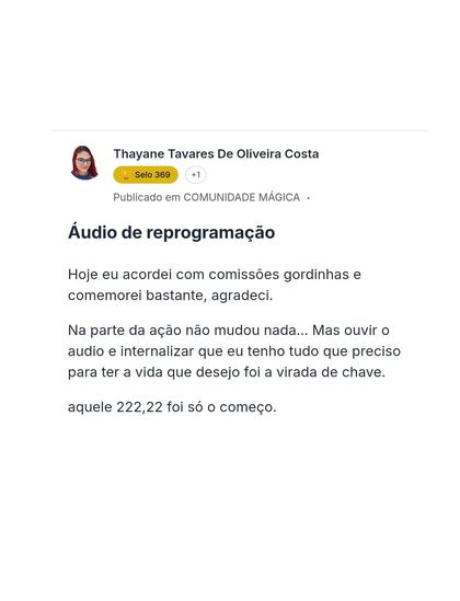 Depoimento da comunidade