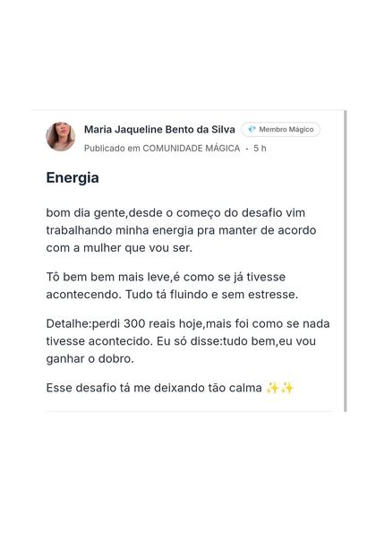 Depoimento da comunidade