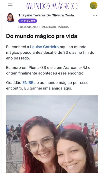 Depoimento da comunidade