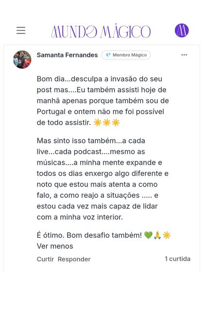 Depoimento da comunidade