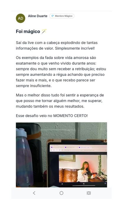 Depoimento da comunidade