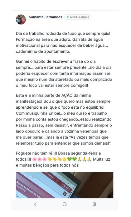 Depoimento da comunidade