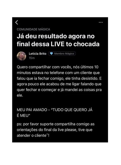 Depoimento da comunidade