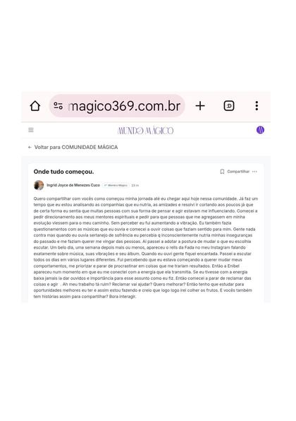 Depoimento da comunidade