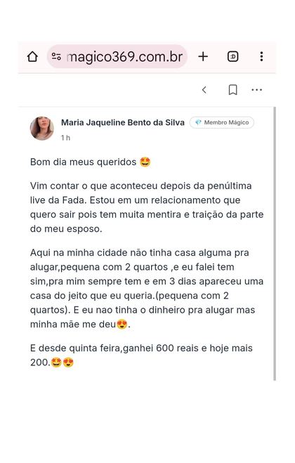 Depoimento da comunidade