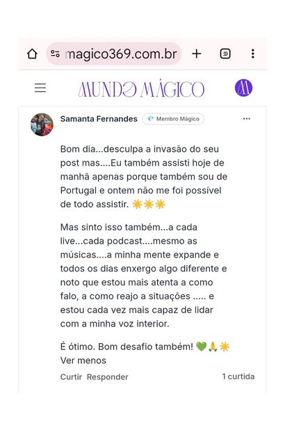 Depoimento da comunidade
