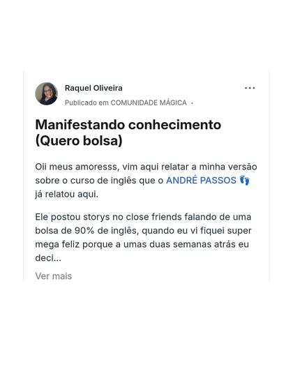 Depoimento da comunidade