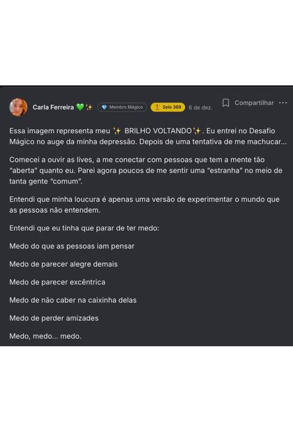 Depoimento da comunidade