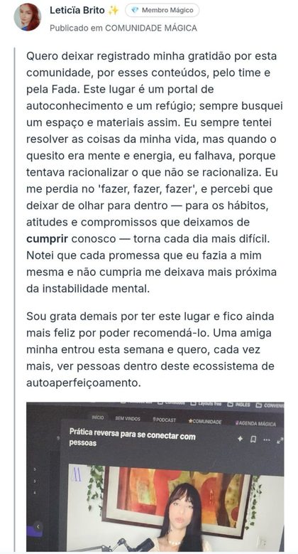 Depoimento da comunidade