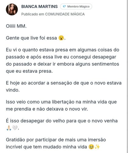 Depoimento da comunidade