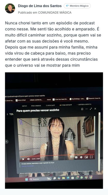 Depoimento da comunidade