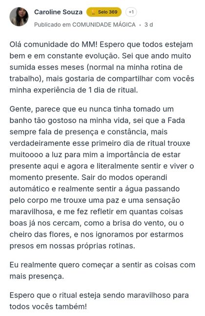Depoimento da comunidade