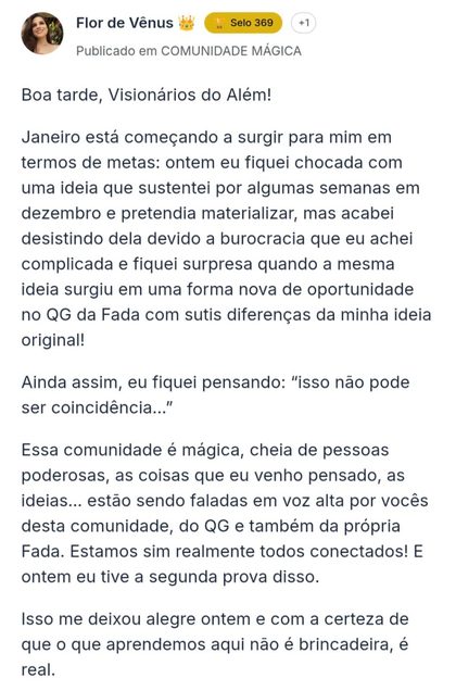 Depoimento da comunidade